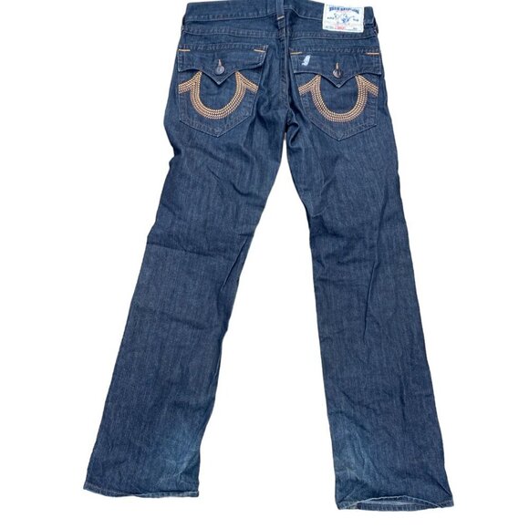 Vintage True Religion Jeans Size 33 STRAIGHT GEM HORSESHOE Blue - Picture 5 of 7